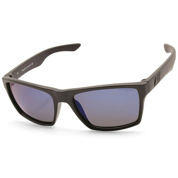 Dirty Dog Vendetta Satin Black/Grey-Blue Mirror Polarised Unisex Sunglasses 53745