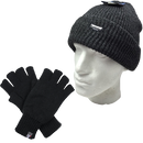 2pcs Winter Set Mens 3M Thinsulate Beanie Hat + Knitted Fingerless Gloves Snow