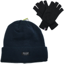 Dents 2pcs Set Mens 3M Thinsulate Pull-On Beanie + Knitted Fingerless Gloves
