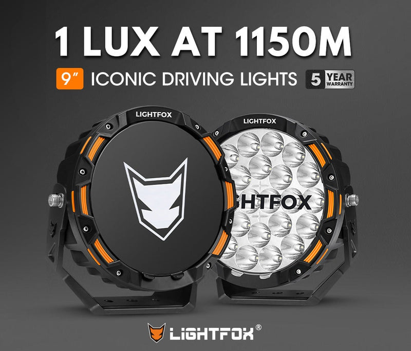 Iconic Series Pair 9inch Osram LED Driving Light 1Lux @1,150m 20,200Lumens
