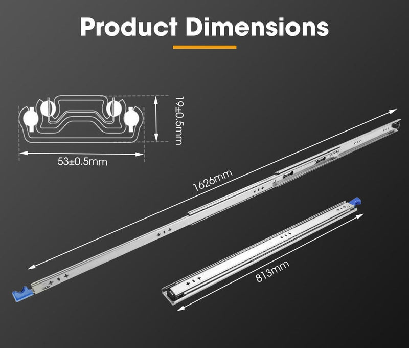 125KG Pair Locking Drawer Slides 813mm Runners Trailer Draw Full Extension 4WD