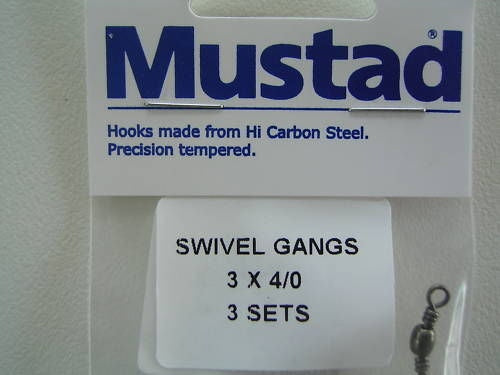 Mustad Pre-Rigged Swivel Gang Hooks 4/0 3 Hooks 3 Sets