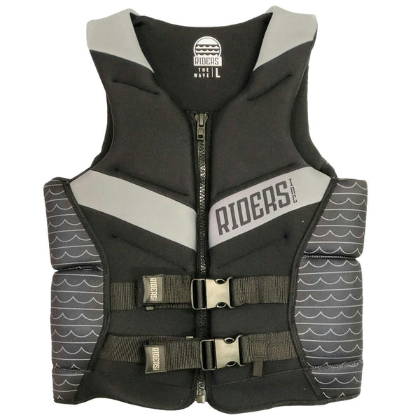 Riders Inc The Wave Men's PFD Life Jacket Vest Black-Grey Sizes L-6XL