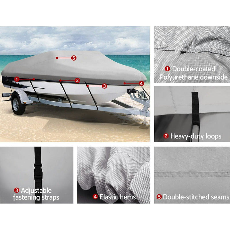 16 - 18.5 foot Waterproof Boat Cover - Grey