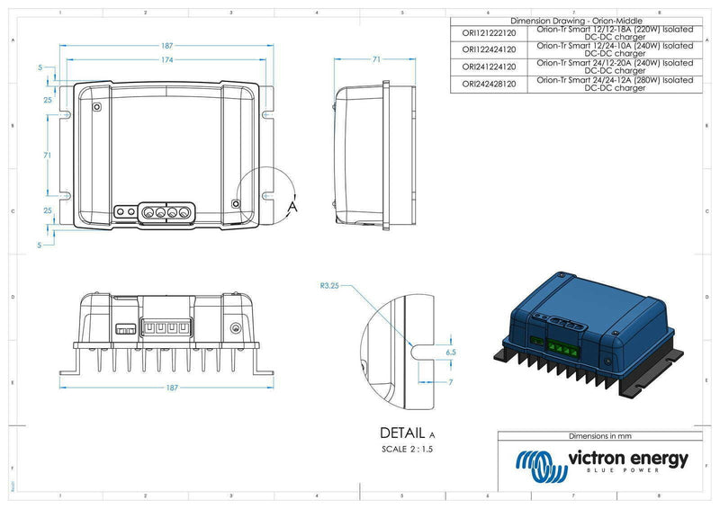 Victron 12V to 12V Orion-Tr Smart 12/12-18A Isolated DC-DC Charger