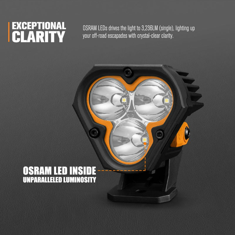 LIGHTFOX Pair&nbsp;3inch Cygnus-3 Osram&nbsp;LED&nbsp;Pod&nbsp;Lights 1Lux@360m 3,236LM