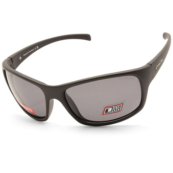 Dirty Dog Shock Satin Black/Grey Polarised Men's Sports Sunglasses 53544