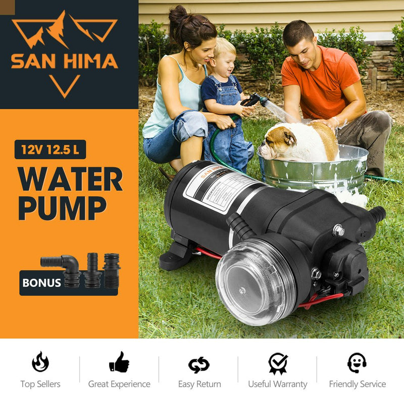 San Hima 12V Water Pump 12L/min Pressure Self Priming Camping Caravan Boat