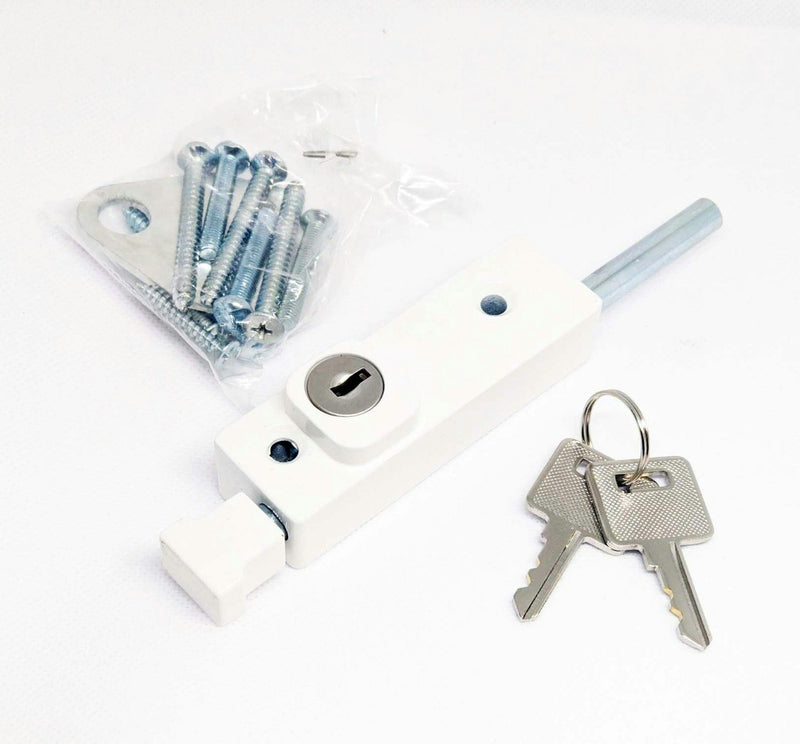 Patio Door Bolt White (Fitting &Key Included)