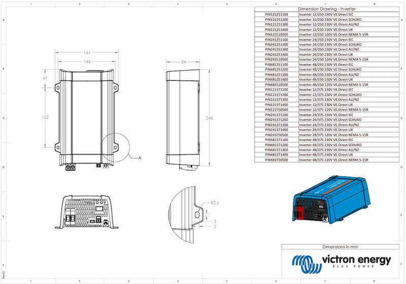 Victron 12V 375VA Phoenix Inverter 12/375 VE.Direct AU/NZ