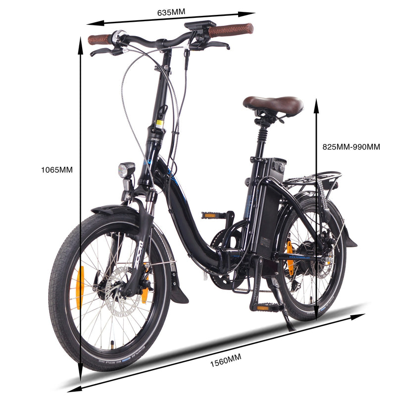 NCM Paris Folding E-Bike 250W-350W, 36V 15Ah 540Wh Battery, Size 20"