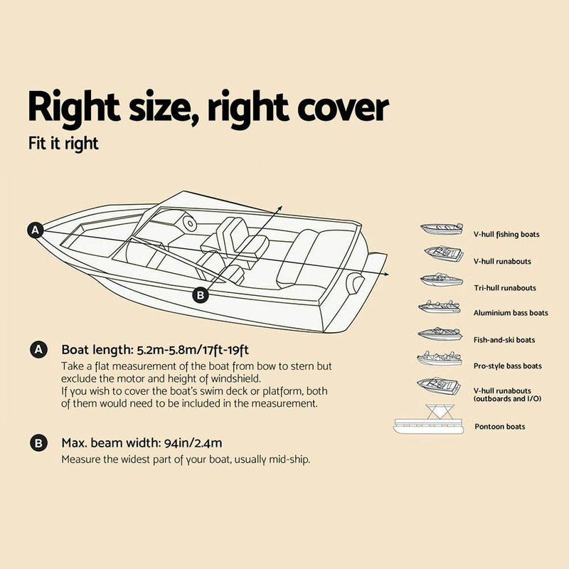 17 - 19ft Waterproof Boat Cover