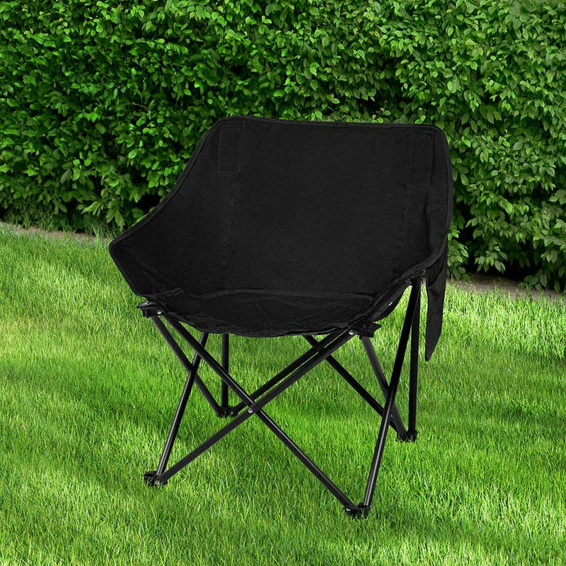 Levede Folding Camping Moon Chair Lightweight Outdoor Chairs Portable Seat Black