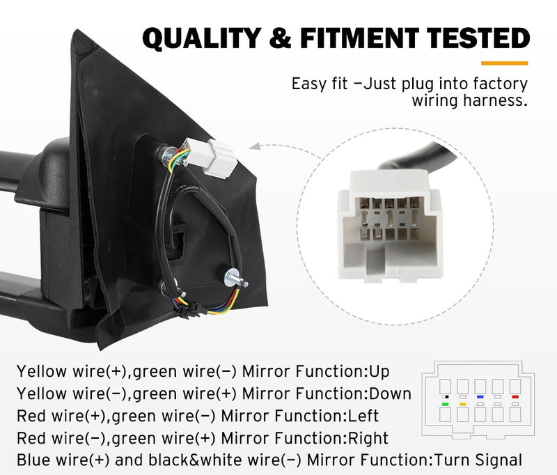 San Hima Extendable Towing Mirrors for Mazda BT-50 2012 to Mid-Year 2020 Black