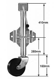 Manutec Side Wind Jockey Wheel Standard 6 Inch Rubber Nylon Bore Swivel Bracket