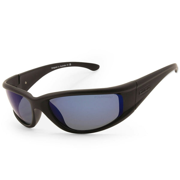 Dirty Dog Banger Satin Black-Grey/Blue Mirror Polarised Men's Sport Sunglasses 53730