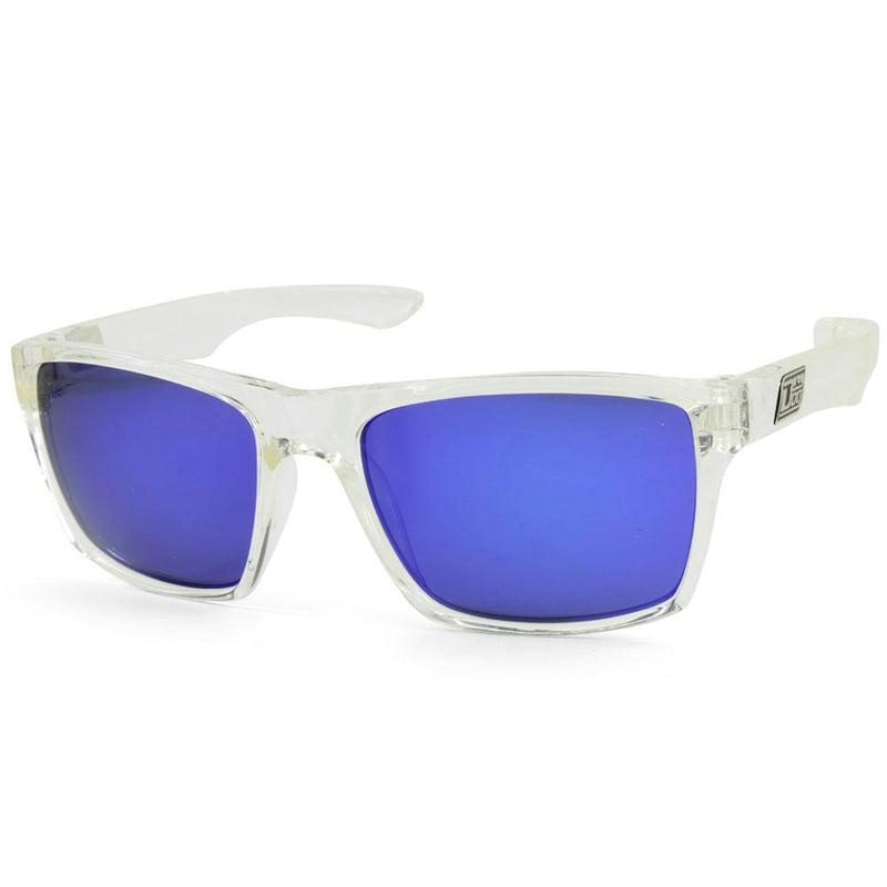 Dirty Dog Vendetta Polished Crystal/Blue Mirror Polarised Unisex Sunglasses 53247