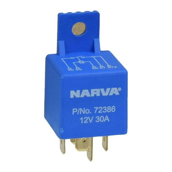 Narva 72386BL 12V 30A 5 Pin Mini Relay With Resistor (Blister Pack Of 1)