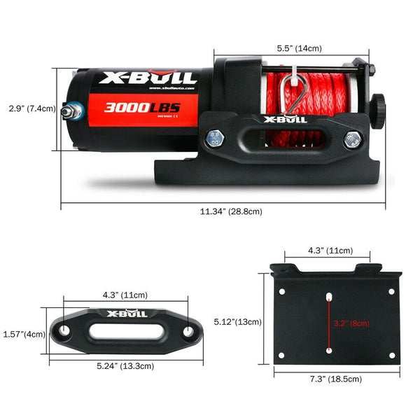 X-BULL Electric Winch 3000LBS Synthetic Rope