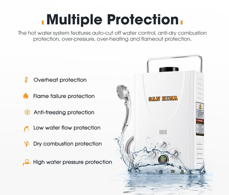 SAN HIMA Portable Gas Hot Water Heater System 8L