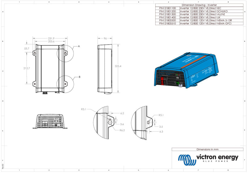 Victron 12V 800VA Phoenix Inverter 12/800 VE.Direct AU/NZ