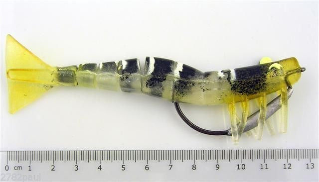 127mm Zerek Live Shrimp Pre Rigged Lumo Eyes Jointed Body Lure