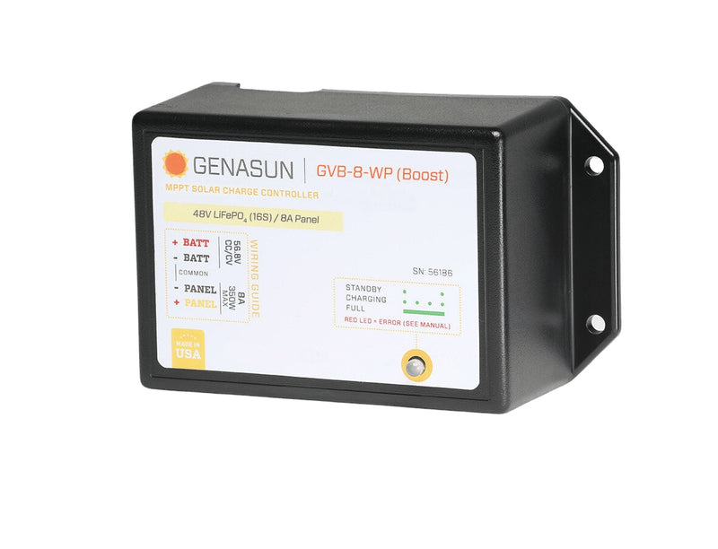 Genasun 8A MPPT 48V Voltage Boost (56.8V Lithium) - Waterproof Solar Charge Controller