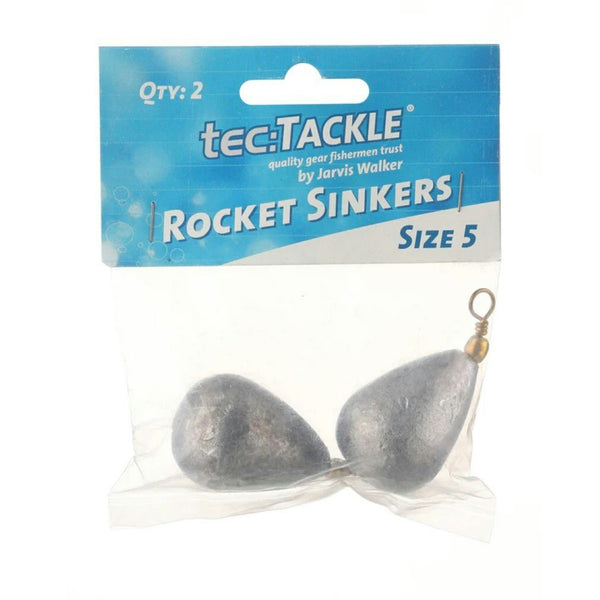 2 Pack of Jarvis Walker Size 5 Rocket Sinkers - 140gm Bomb and Swivel Sinkers