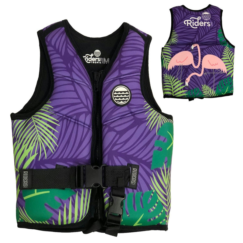 Riders Inc Tropic Purple Neoprene Girl's Youth PFD Buoyancy Life Jacket Vest Sizes XS-L