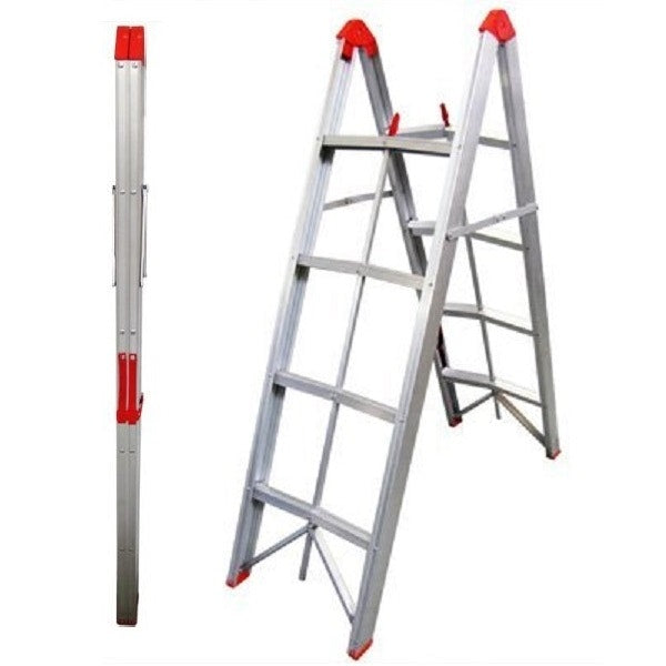 4-step aluminium collapsible box stick ladder with carry bag