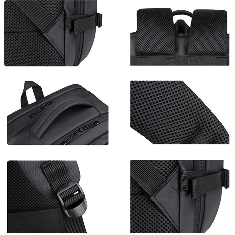 Expandable 17-Inch Laptop Backpack for Men 11 Pockets Black