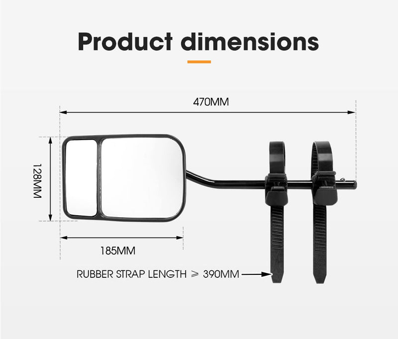 2x HMulti Fit Clamp On Towing Mirrors