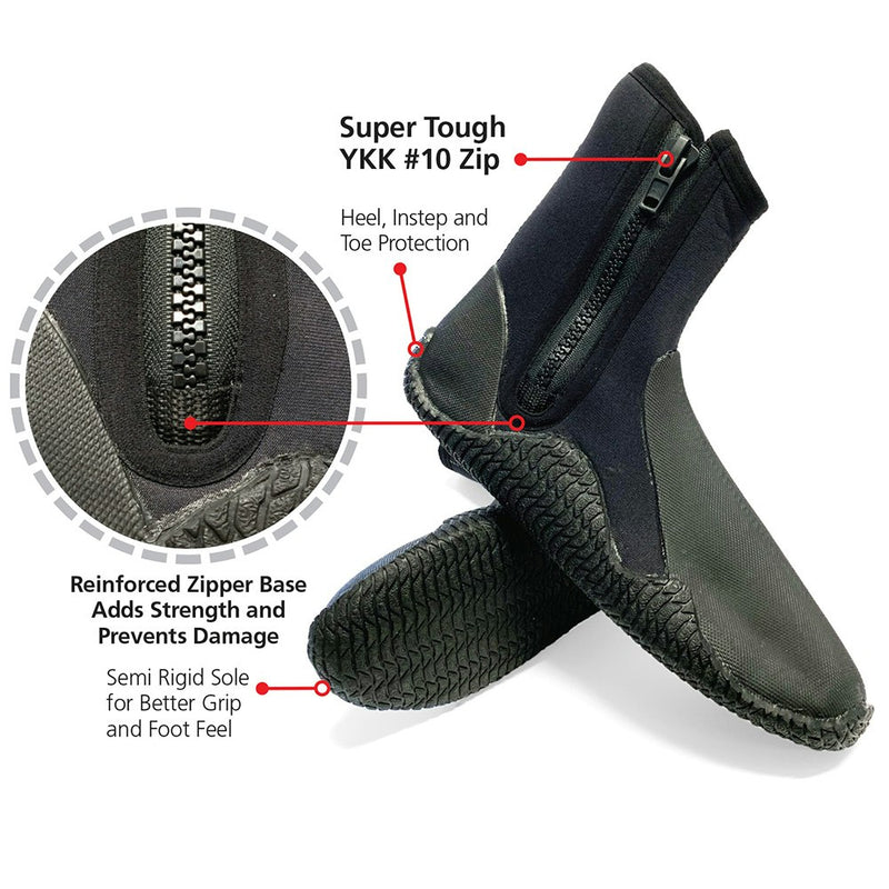 Adrenalin 5mm Zip Dive High Cut Boots Water Sports Neoprene Shoes Size Small AU7