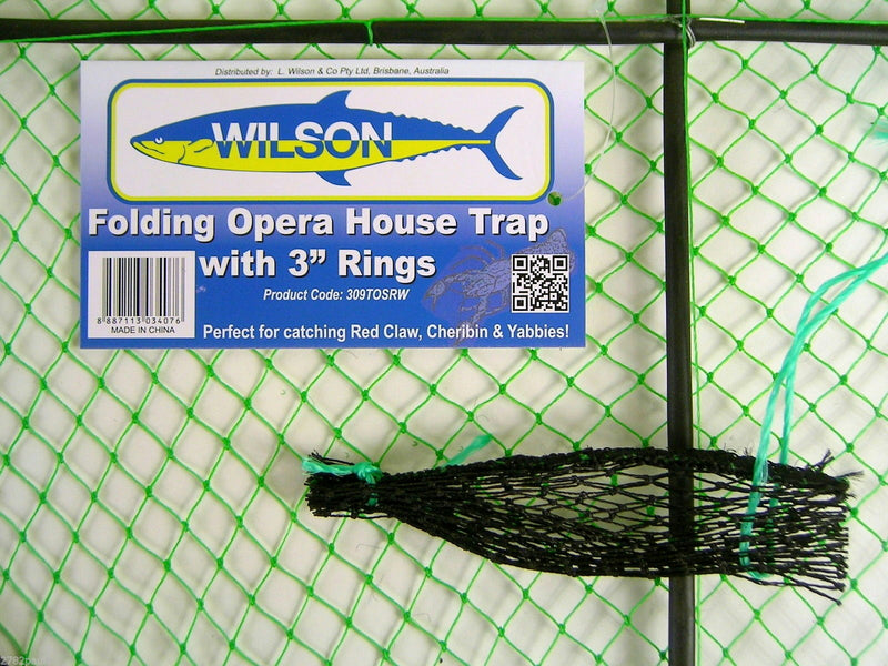 Wilson Folding Opera House Trap-Green Yabbie Net-3 Inch Entry Rings