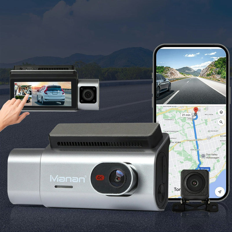 Maman 4K Dash Camera Front Rear Inside 3 Len Car Truck Reversing Wifi GPS 128G