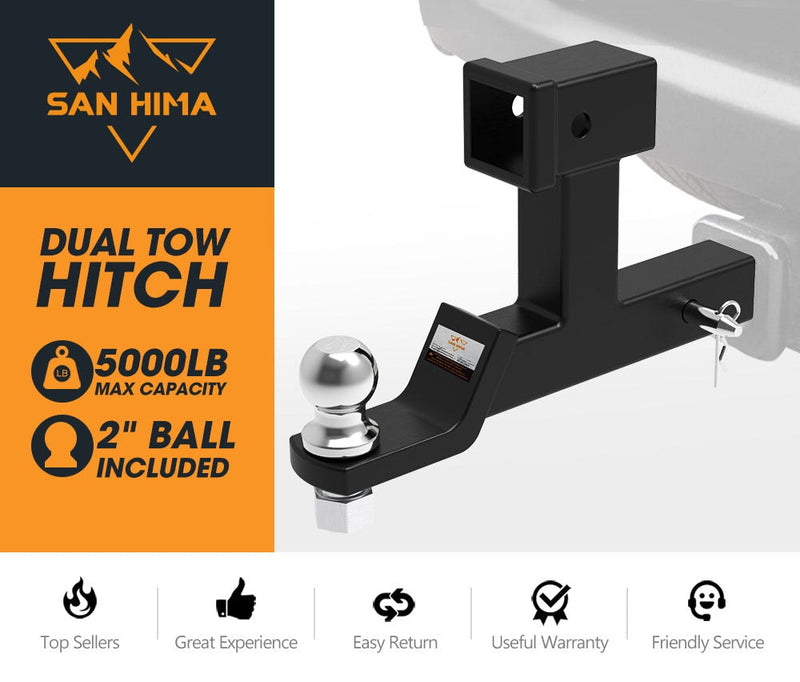 San Hima Dual Hitch Ball Mount Tow Bar Trailer 4WD Car Bike Rack Boat