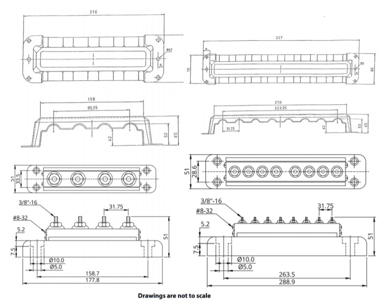 Victron Busbar 600A 8P/Terminals & Cover