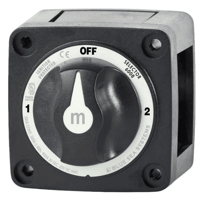 Blue Sea Mini m-Series Selector Battery Switch - Black - 3 Position OFF/1/2