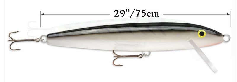 75cm Rapala Original Giant Lure in Display Box - 29" Silver Back Finnish Minnow