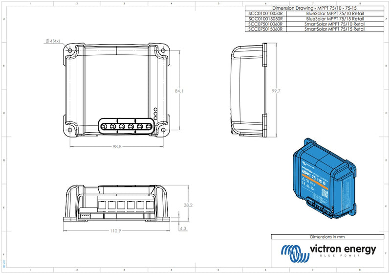 Victron 12/24V 10A SmartSolar MPPT 75/10 Bluetooth Solar Charge Controller