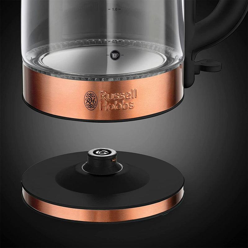 Russell Hobbs RHK172 Electric Brooklyn 1.7L Cordless Glass Water Kettle Copper