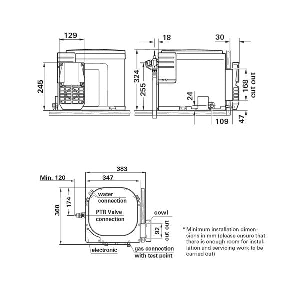 Truma UltraRapid B14 Gas Only Hot Water System with Cream Cowl & Cover