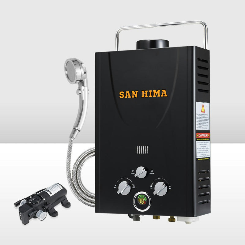 SAN HIMA Portable Gas Hot Water Heater System Caravan Outdoor Camping Shower 8L