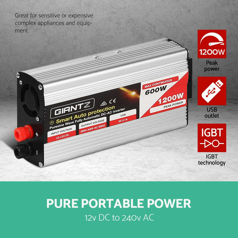 600W Puresine Wave DC-AC Power Inverter