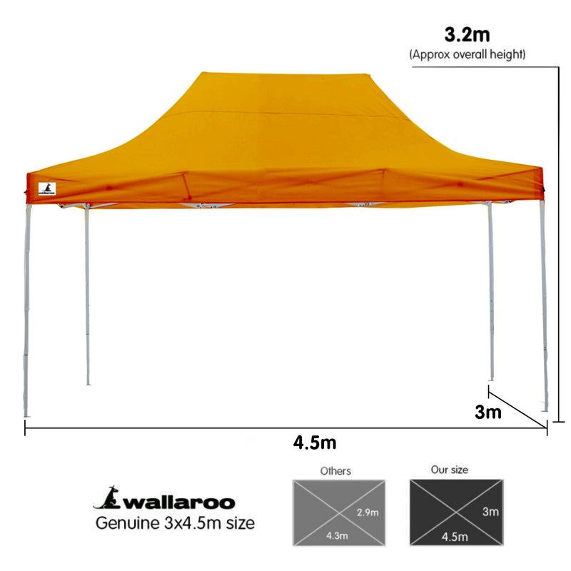 Wallaroo Gazebo Tent Marquee 3m x 4.5m PopUp Outdoor - Orange