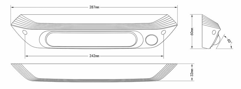 WHITE 287mm 12V LED AWNING LIGHT WITH WHITE LIGHTS IP67