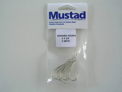 Mustad Pre-Rigged Gang Hooks 2/0 3 Hooks 3 Sets Kirby