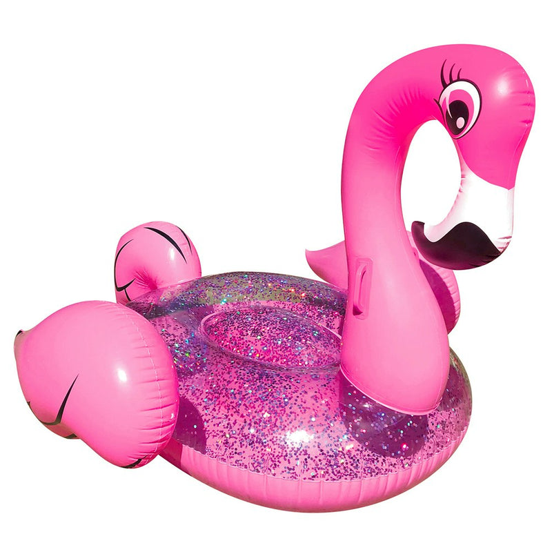 Land & Sea 1.2m Bling Inflatable Flamingo Water Ride Pool Ring Float Outdoor