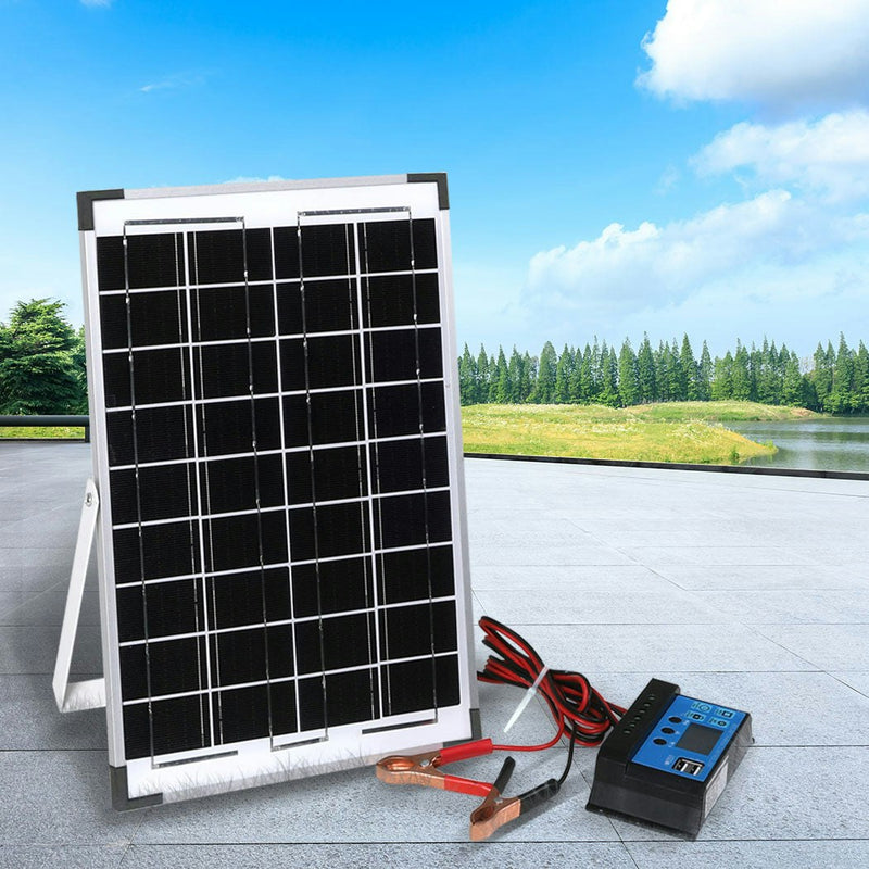 Traderight Group  12V 10W Solar Panel Kit Mono Caravan Folding Camping Charging Controller Kits