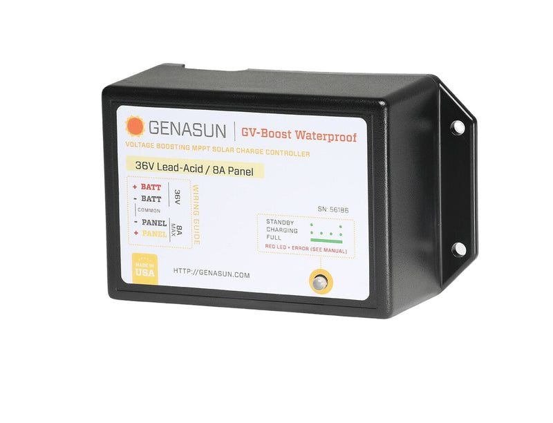 Genasun 8A MPPT 36V Voltage Boost (Lead-Acid) - Waterproof Solar Charge Controller